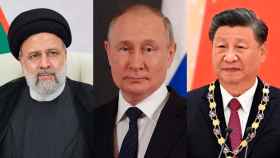 Ebrahim Raisi, Vladímir Putin y Xi Jinping.