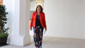 Patricia Franco, este jueves llegando a la rueda de prensa.