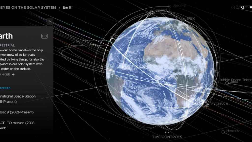 La Tierra en Eyes on the solar system de la NASA