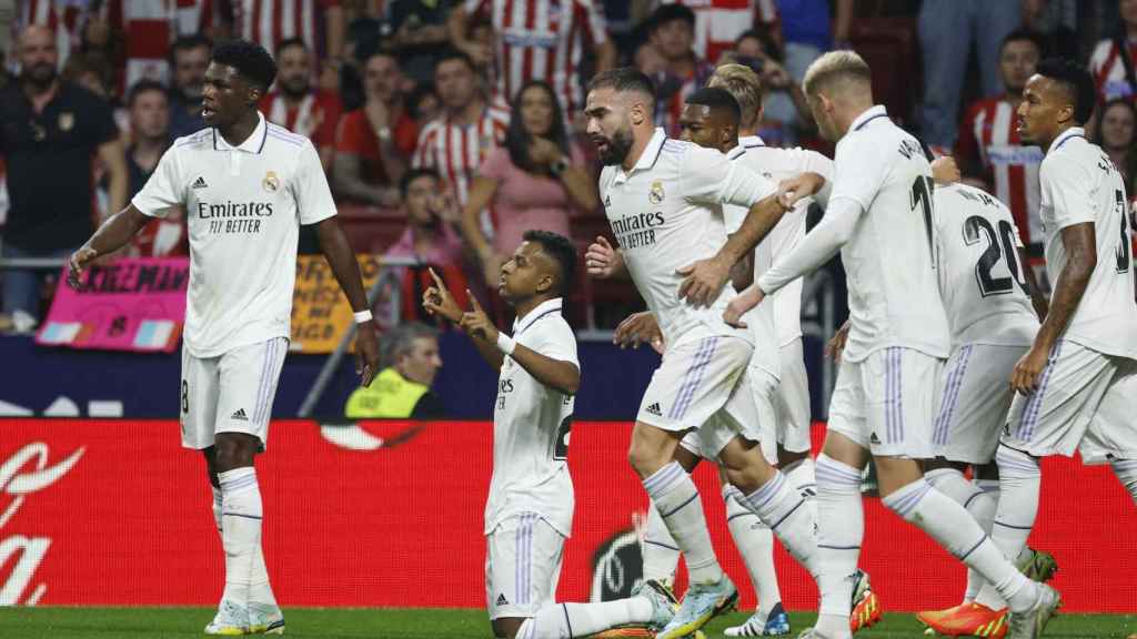 Rodrygo Goes celebra su gol al Atlético de Madrid