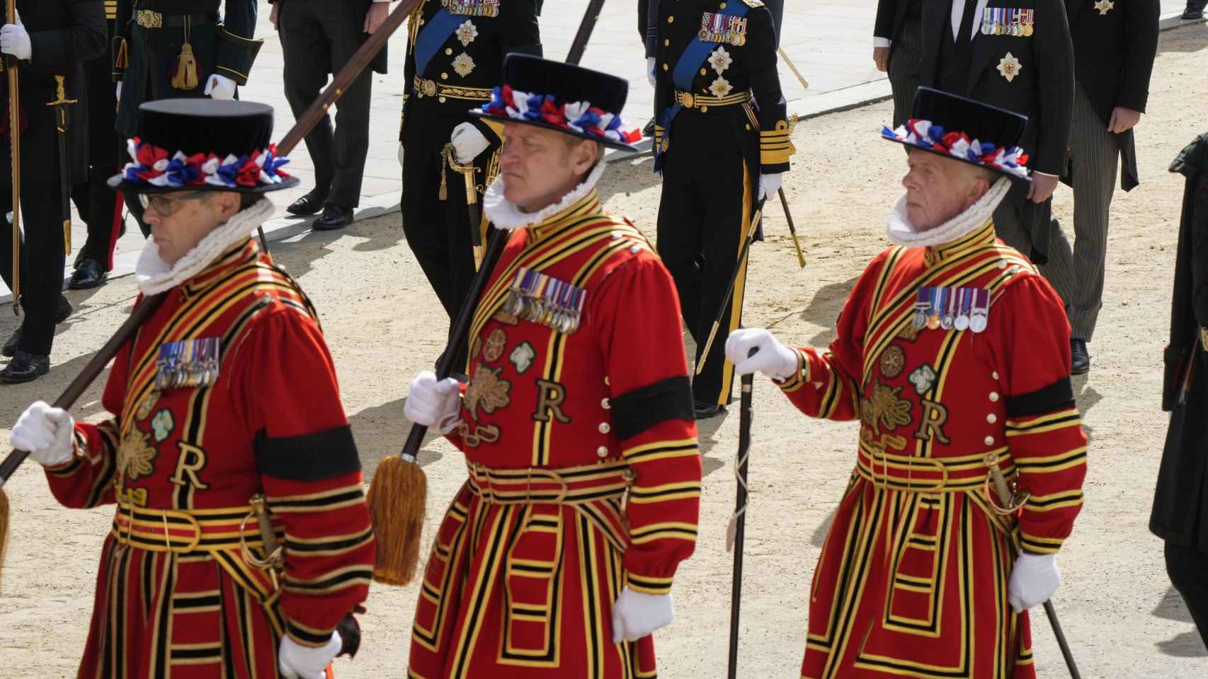 La guardia real durante el funeral de Isabel II.