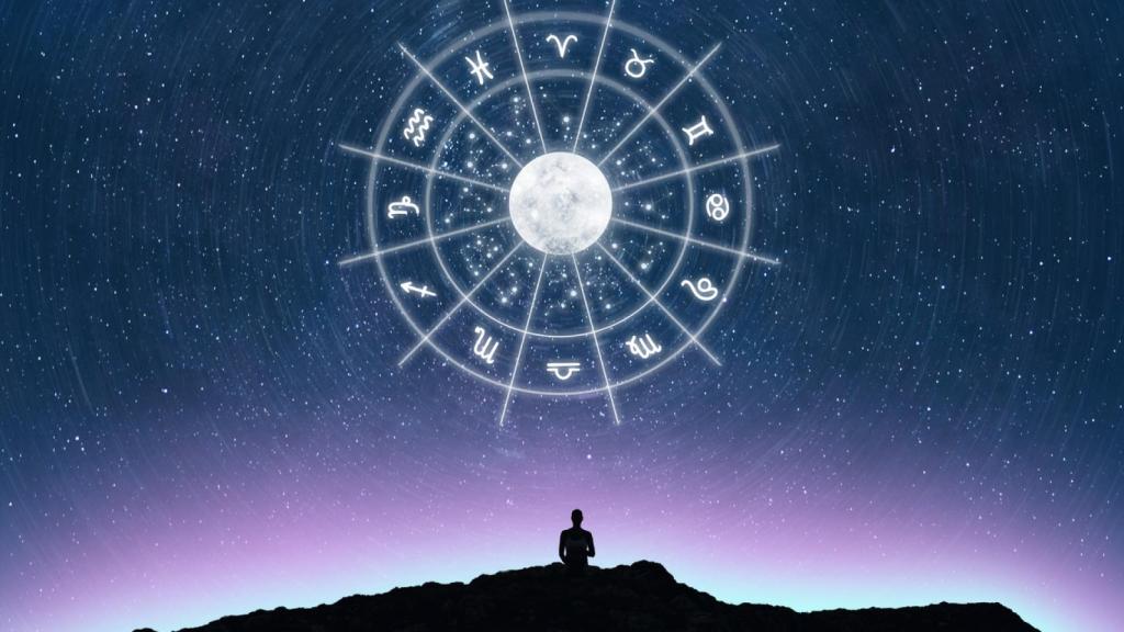 Montaje de los signos del zodiaco y su constelación correspondiente.