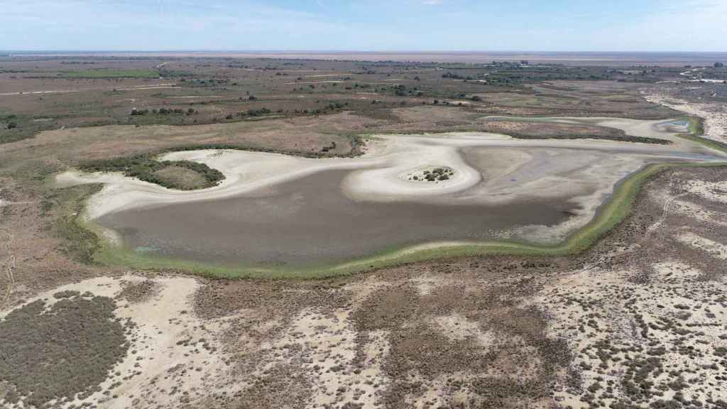 La laguna de Santa Olalla seca, en el Parque Nacional de Doñana, a 2 de septiembre de 2022.