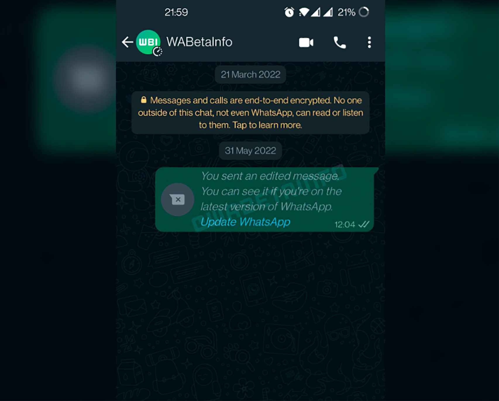 El mensaje de versión antigua de WhatsApp para poder ver un mensaje editar por otro