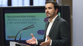 Alberto Garzón en la presentación del informe de la Agencia Española de Seguridad Alimentaria y Nutrición.