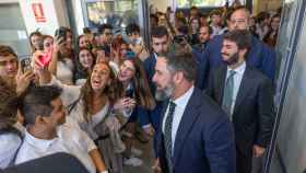 Santiago Abascal a su llegada a la Universidad CEU San Pablo este martes.