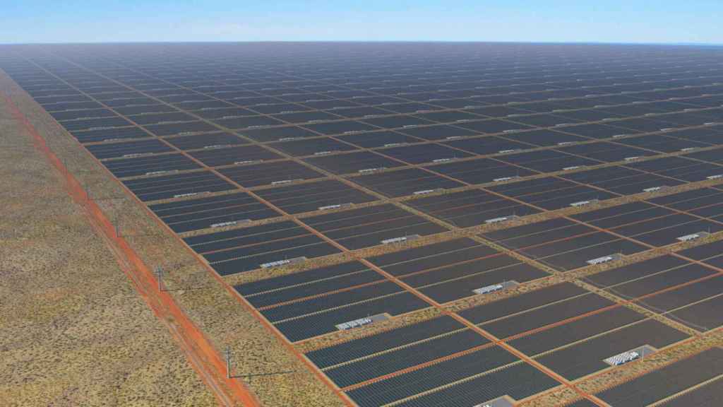 Una representación del proyecto de macrogranajas solares de Australia
