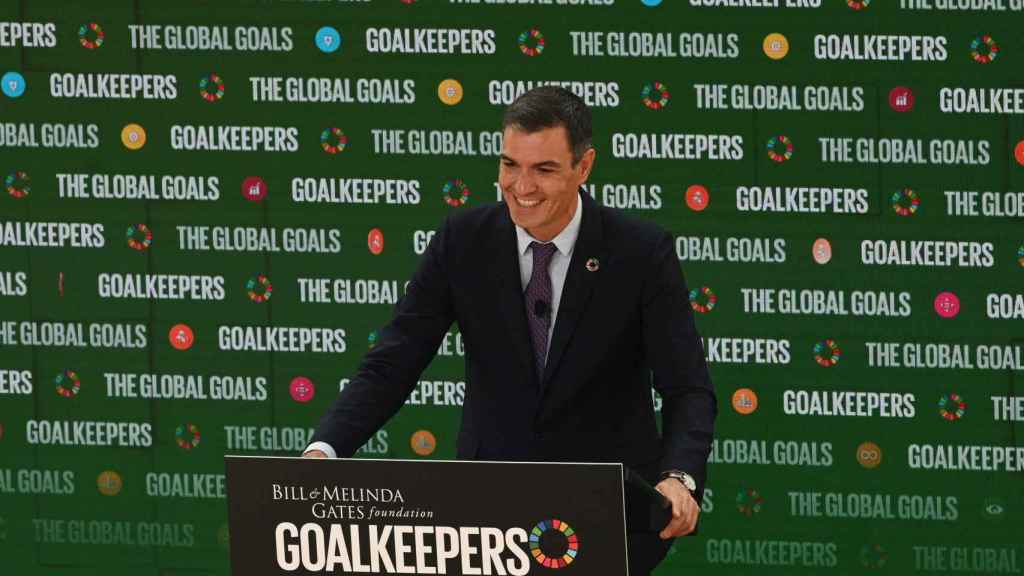 Pedro Sánchez, durante su intervención en el 'Goalkeepers' 2022, en Nueva York.