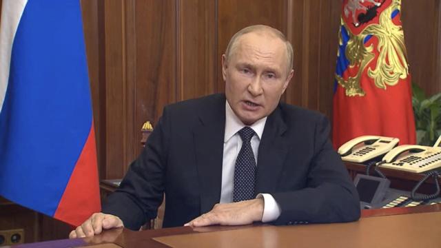 Vladimir Putin, presidente de Rusia, durante su mensaje a la Nación.