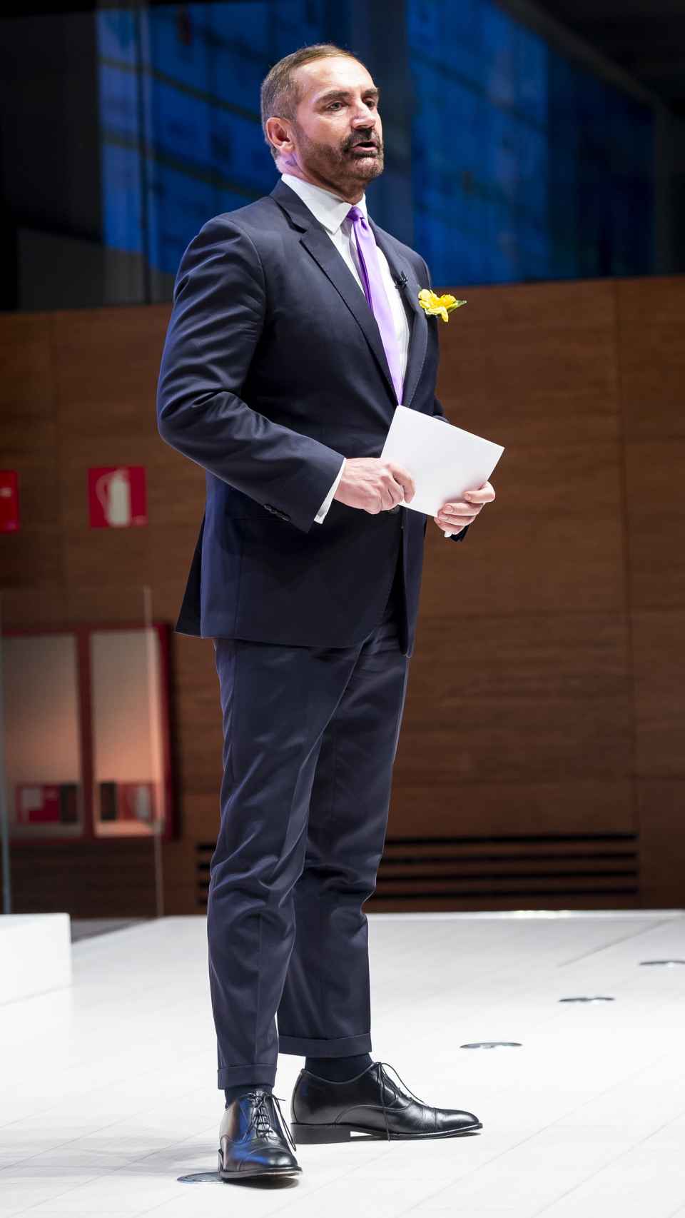 Euprepio Padula en una aparición pública en Madrid en octubre de 2018, donde actuó como presentador.