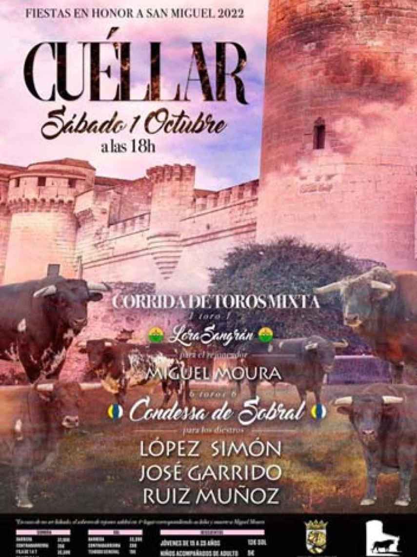 Cartel de la corrida de toros en Cuéllar en honor a San Miguel
