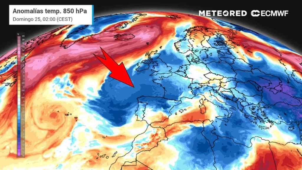 La masa de aire frío que inaugurará el otoño en España. Meteored.