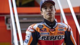 Marc Márquez en el box de Honda en el circuito de MotorLand Aragón