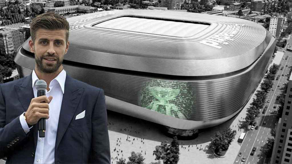 Gerard Piqué y el nuevo Santiago Bernabéu engalanado para la Copa Davis en un fotomontaje
