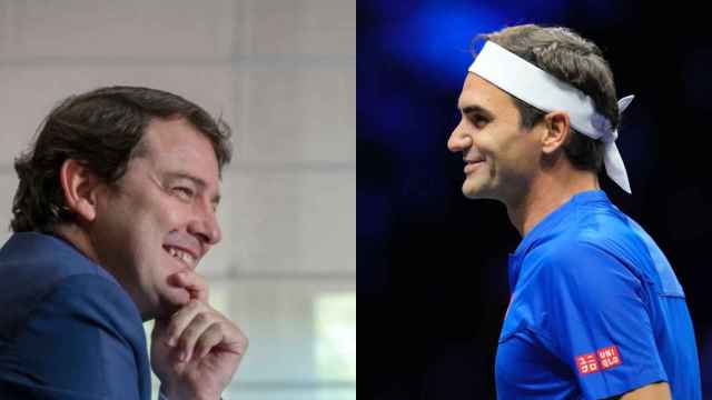 Montaje con Mañueco y Roger Federer