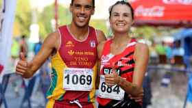 Rubén Sánchez y Gema Martín, ganadores de la Media Maratón Ciudad de Valladolid, este domingo.