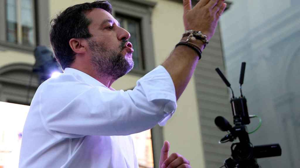 Matteo Salvini, líder de la Liga Norte, en el cierre electoral del domingo.