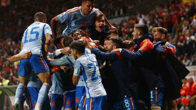 La Selección celebra el gol de Álvaro Morata ante Portugal