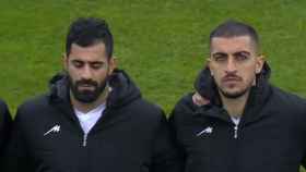 Jugadores de Irán durante su protesta en el partido frente a Senegal.