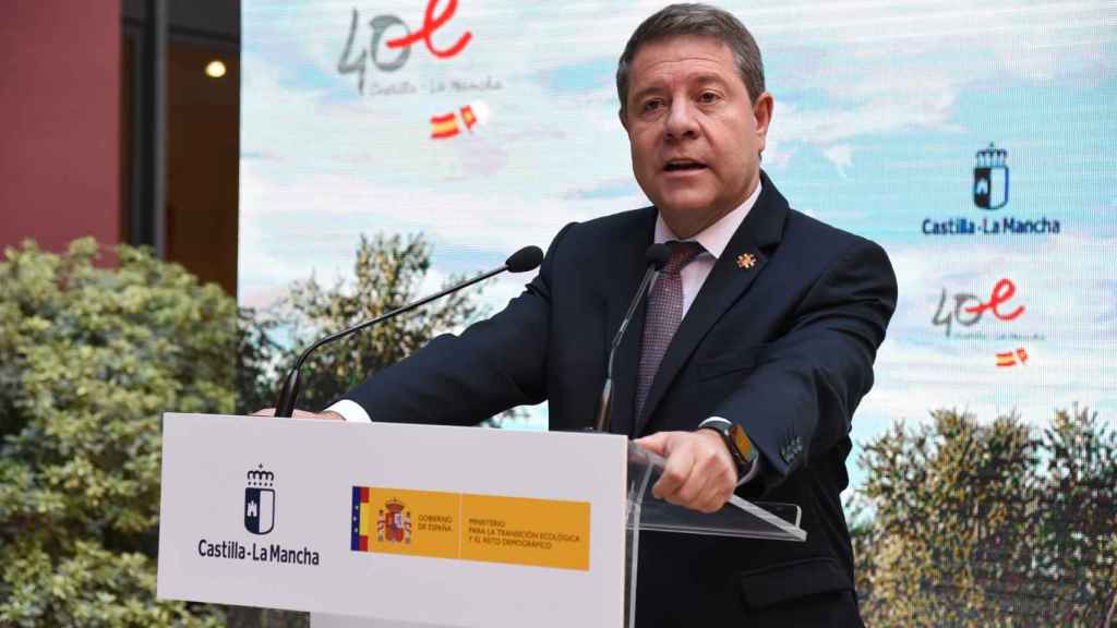 Emiliano García-Page, presidente de Castilla-La Mancha, este miércoles en Alcázar de San Juan (Ciudad Real).