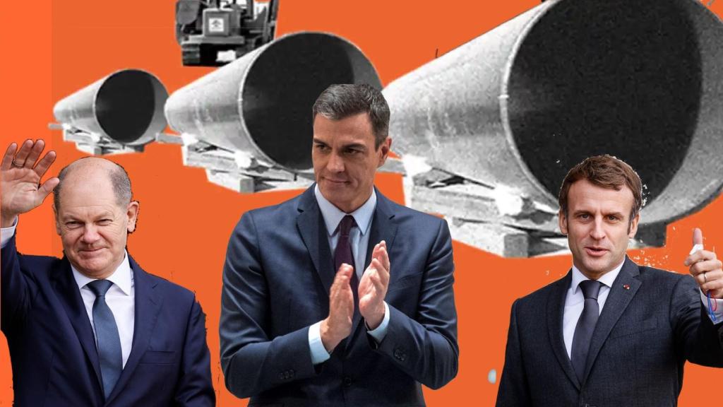 El canciller de Alemania, Olaf Scholz, junto a los presidentes de España, Pedro Sánchez, y de Francia, Emmanuel Macron.