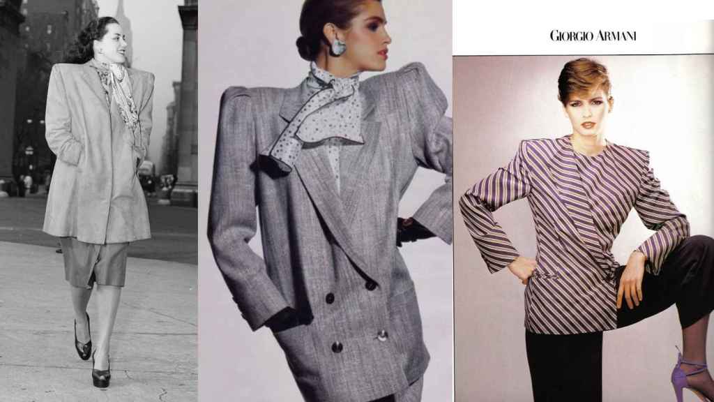 Algunos ejemplos de la evolución de las hombreras en las chaquetas femeninas.
