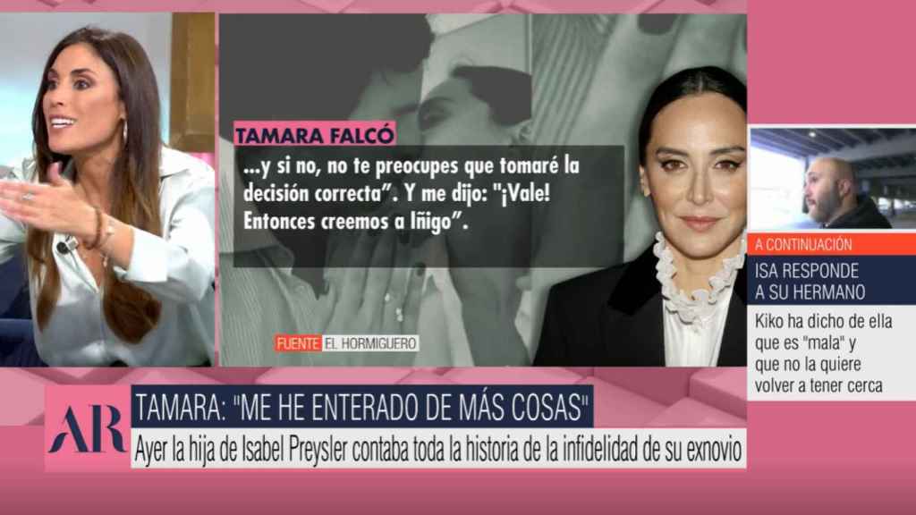Isabel Rábago carga contra Tamara Falcó por hablar en 'El Hormiguero'.