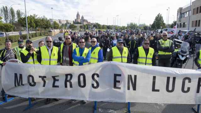 Una manifestación de los motoristas en Salamanca