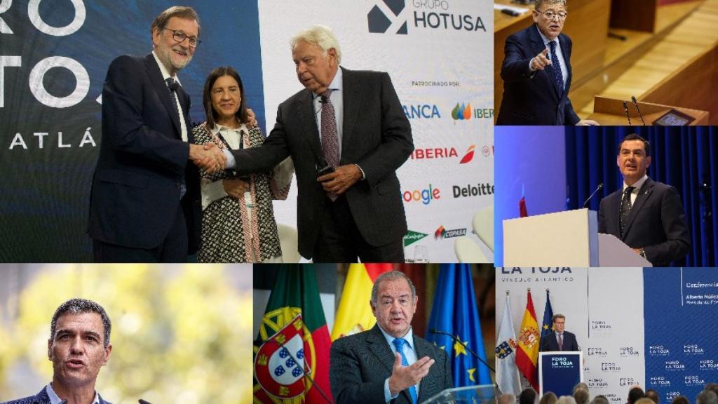 Felipe González y Mariano Rajoy en La Toja. Ximo Puig, Juanma Moreno, Alberto Núñez Feijóo, Antonio Costa y Pedro Sánchez