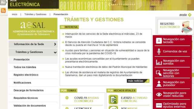 La web del Ayuntamiento de Salamanca