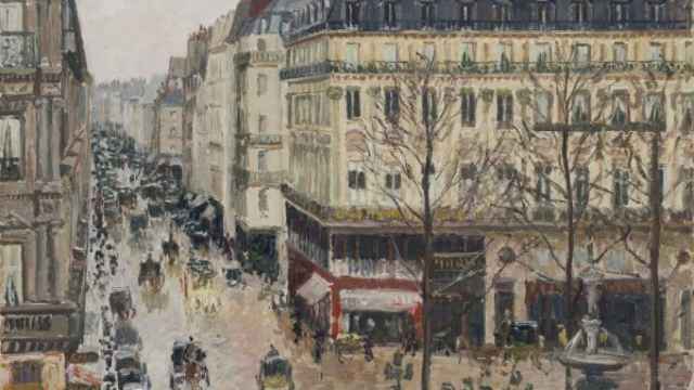 La obra 'Rue St. Honoré en la tarde', de Pissarro. Foto: Museo Thyssen