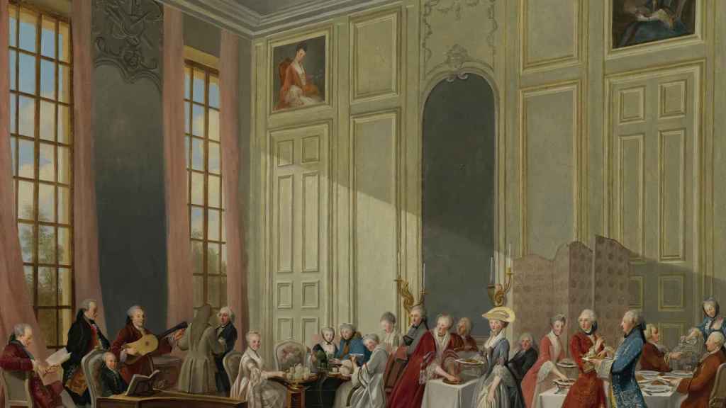 Mozart dando un concierto en el Palacio del Templo. Un lienzo de Michel-Barthélémy Ollivier.
