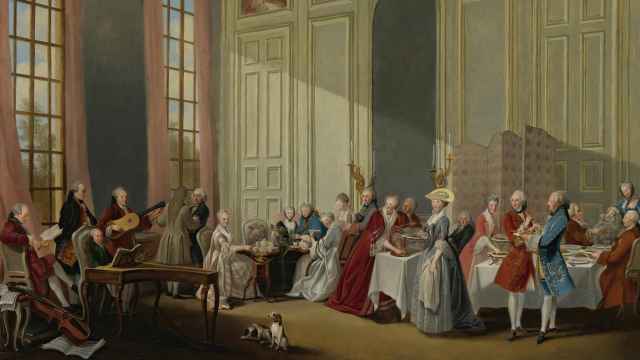 Mozart dando un concierto en el Palacio del Templo. Un lienzo de Michel-Barthélémy Ollivier.