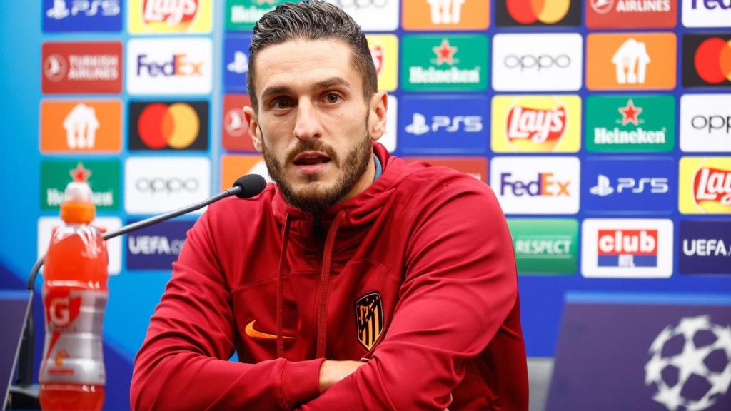 Koke Resurrección, en rueda de prensa de la UEFA Champions League