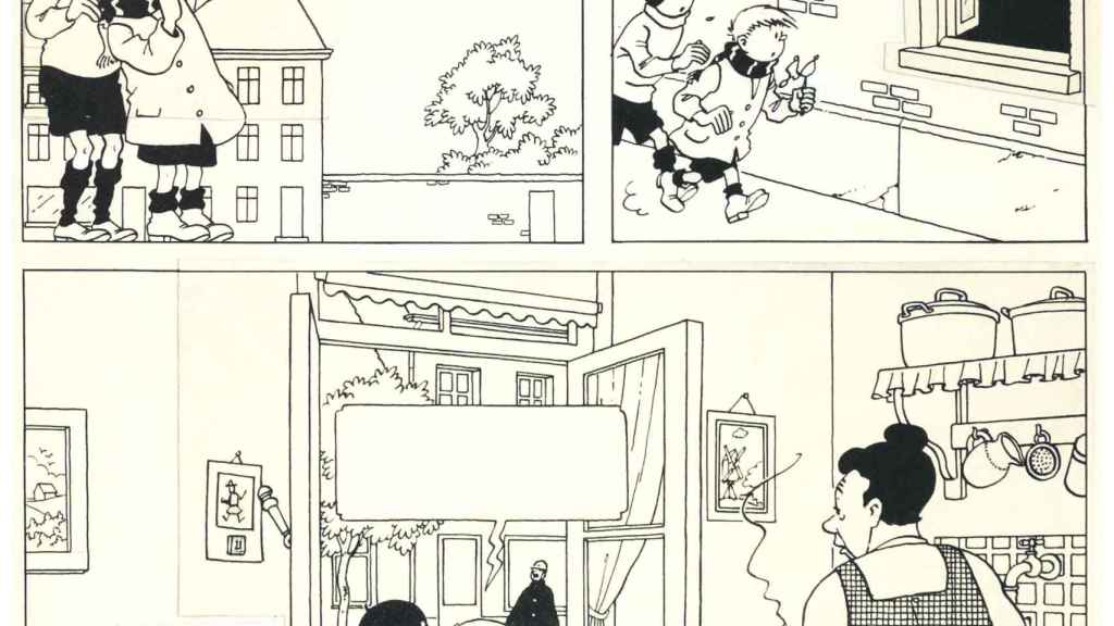 Una página de 'Las aventuras de Quique y Flupi', inspiradas en la niñez de Hergé
