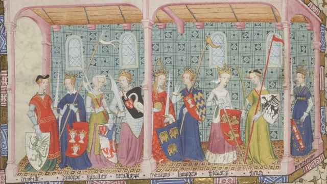 Representación de 'Las nueve de la Fama' del libro 'Le Chevalier errant' de Thomas de Saluces.
