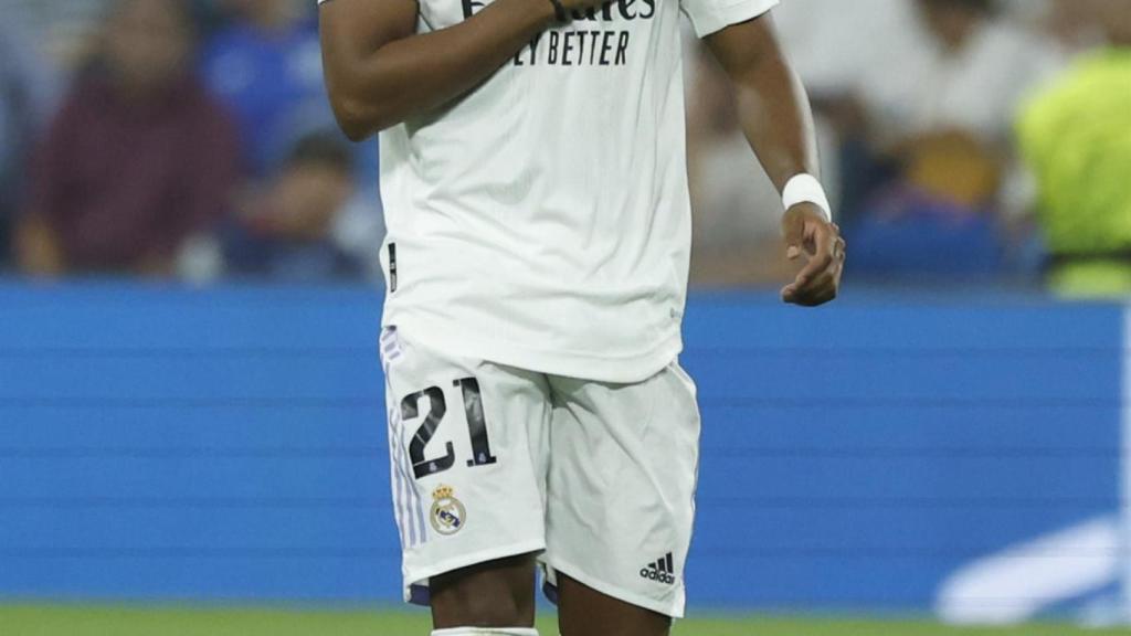 Rodrygo Goes, celebrando un gol con el Real Madrid en la Champions League 2022/2023