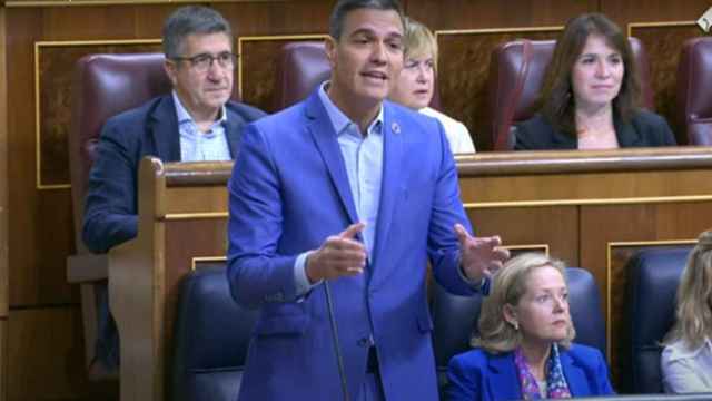 El presidente del Gobierno, Pedro Sánchez, en la sesión de control este miércoles en el Congreso.