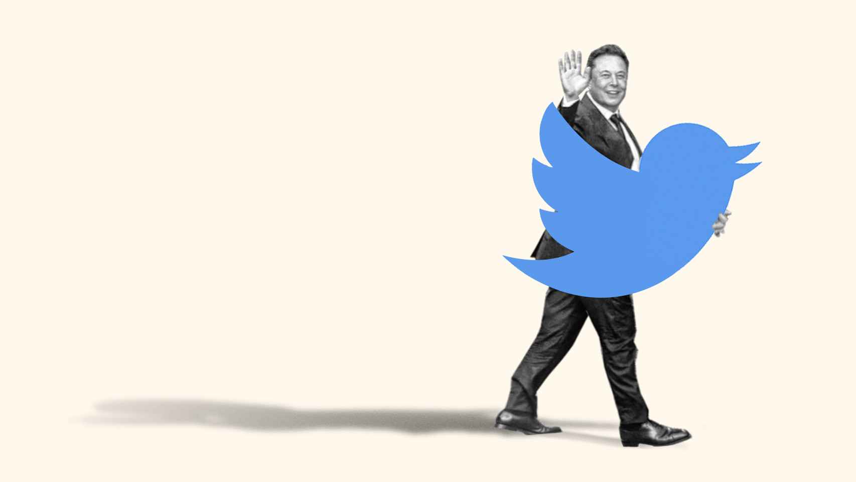 Ilustración de Elon Musk junto al logo de Twitter.