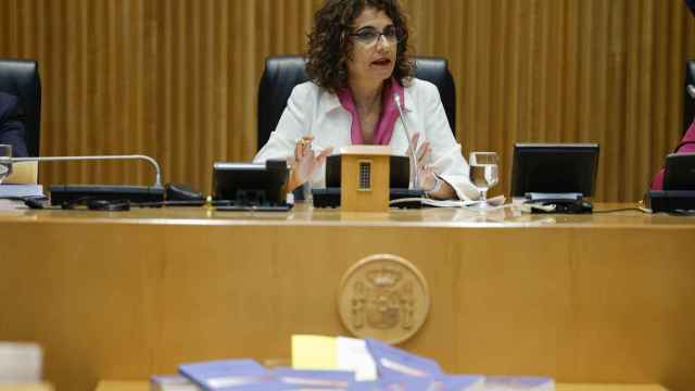 La ministra de Hacienda, María Jesús Montero, en la presentación de los Presupuestos, este jueves.