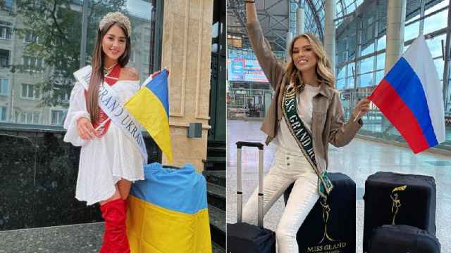 Olga Vasyliv y Ekaterina Astashenkova, representantes de Ucrania y Rusia en Miss Grand International.