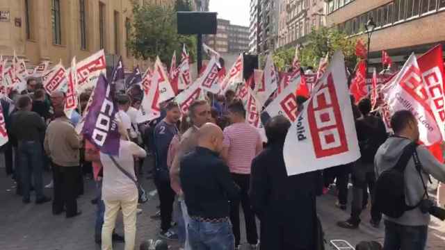 Manifestación de los sindicatos con motivo de Día del Trabajo Decente