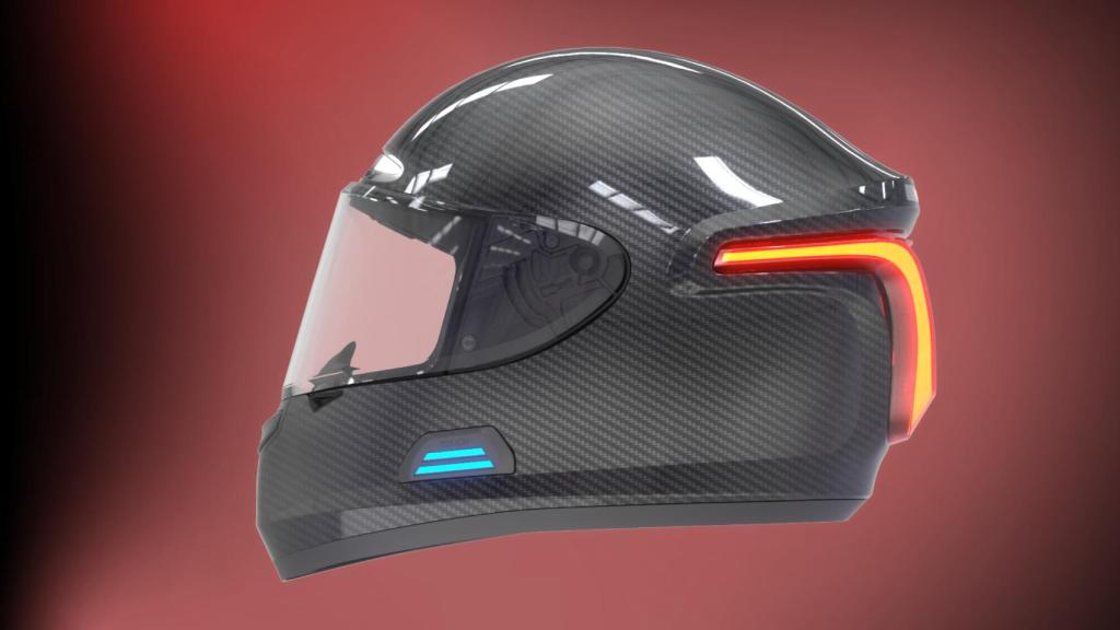 Así el casco de moto español mensajes de emergencia en caso de accidente