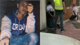 Bori, el joven tiroteado en Alcorcón y una imagen de la detención de sus presuntos asesinos.