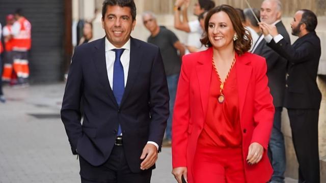 Carlos Mazón y María José Catalá, este domingo en la celebración del 9 d'Octubre en Valencia.