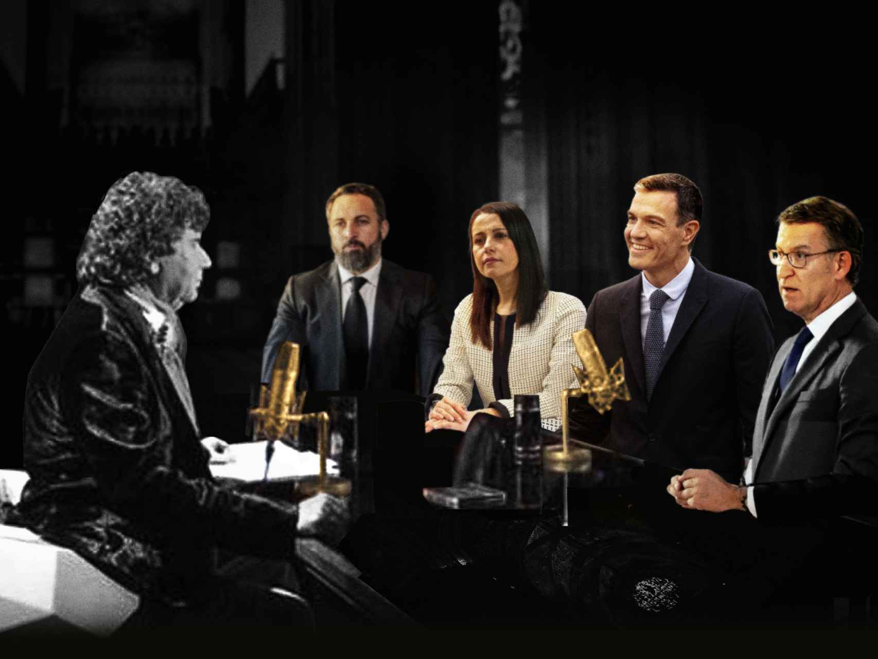 La entrevista póstuma que ideó Jesús Quintero: Pedro Sánchez, Núñez Feijóo, Santiago Abascal e Inés Arrimadas.