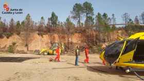 Trabajos de recuperación en la superficie quemada en Monsagro