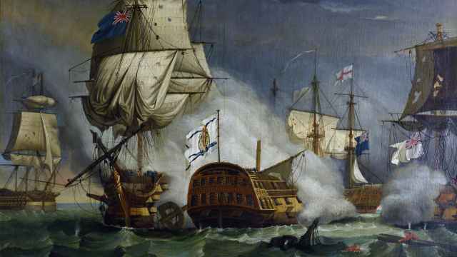 Combate del cabo Santa María entre las escuadras del almirante Rodney y la del general Lángara en 1780. Museo Naval