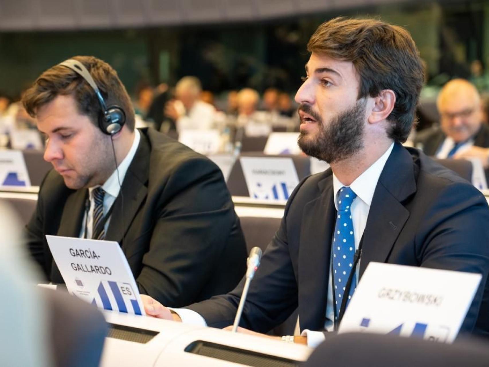 El vicepresidente de la Junta, Juan García-Gallardo, durante su intervención en el Comité Europeo de las Regiones, este miércoles.