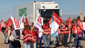 Concentración de camioneros en la frontera con Portugal